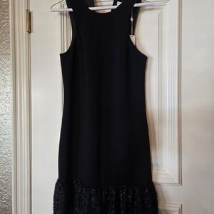 Trina Turk Black Mini Dress with Textured Hem